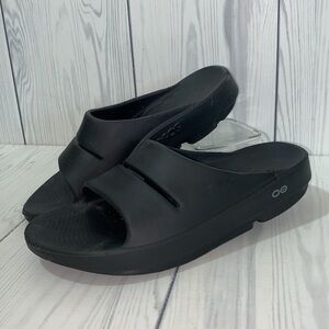 OOFOS Women's Black Slide Sandals